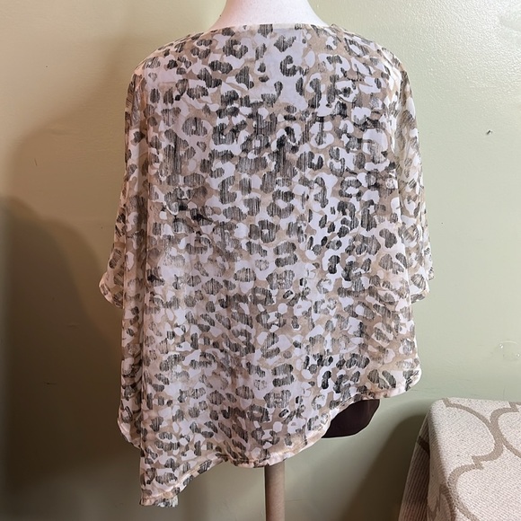 Chico's Brown Asymmetrical Jayma Poncho in Desert Animal Beige, size medium - Picture 11 of 15